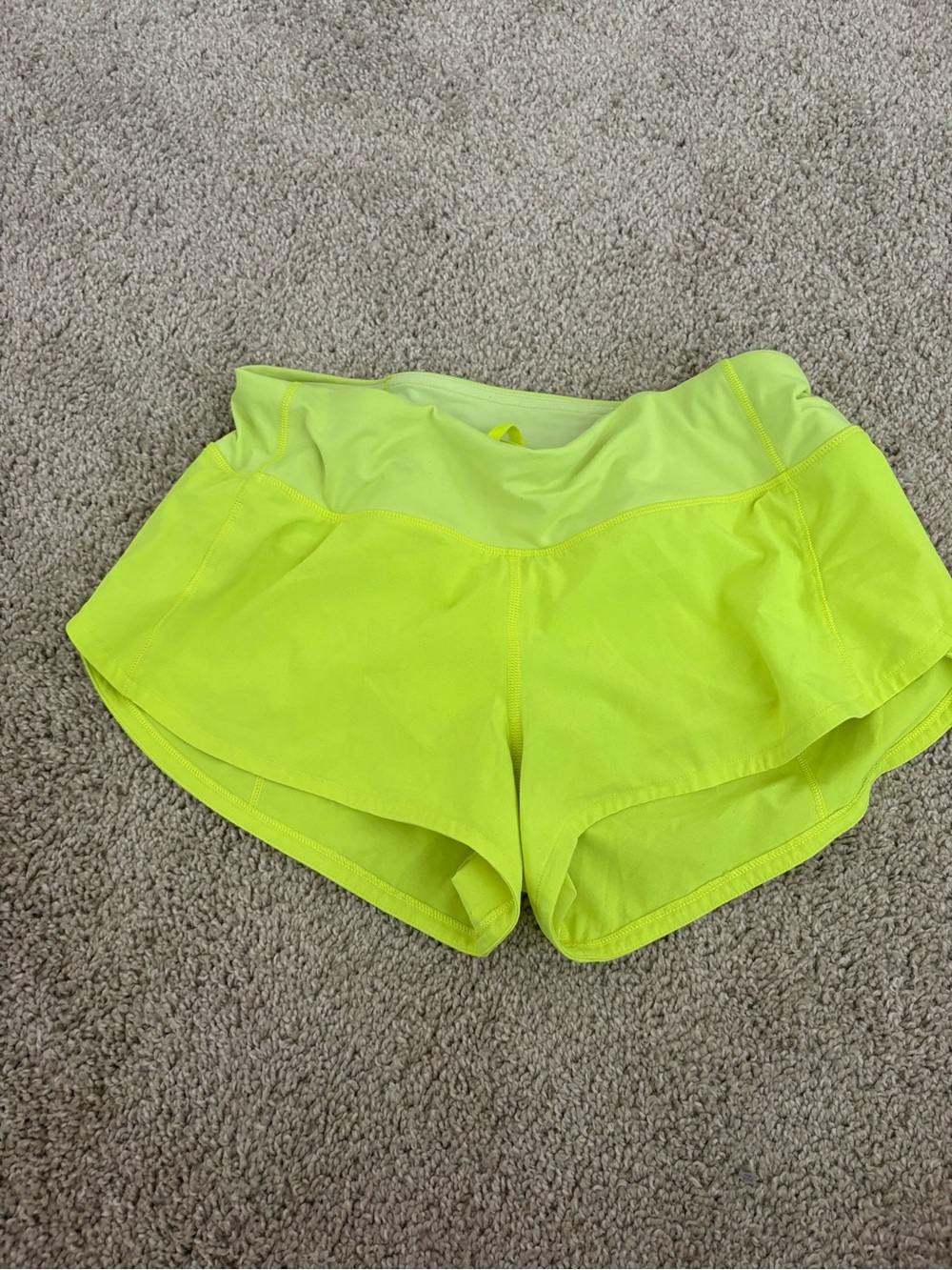 lululemon athletica Neon Yellow Athletic Running Shorts